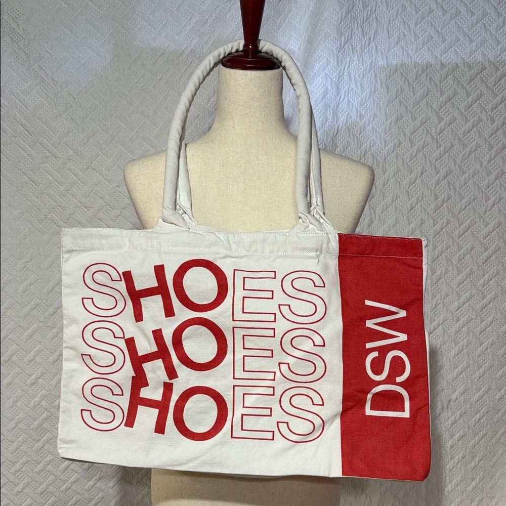 New…DSW Red and White Graphic Tote - Picture 1 of 4